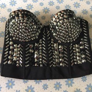 Black studded bustier top 00